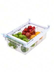 SHEIN Basic living 1入組冰箱抽屜收納盒，冰箱收納箱，帶手柄的拉出式，冰箱置物架收納盒，透明容器，適用於放置食物、飲料，在0.6以下的冰箱置物架上使用 - 無色 - 查看 7