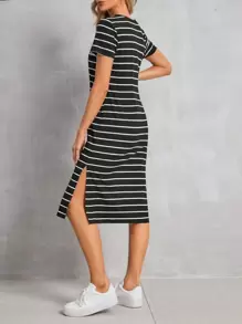 EMERY ROSE Vestido A Rayas Con Abertura Lateral