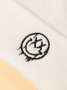 Sapstudio 个性化街头风笑脸图案男士针织帽 - 白色 - 查看 3