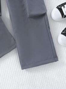 SHEIN Tween Girls' Multifunctional Pocket Decor Cargo Pants - Grey - View 6