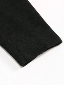 Manfinity Homme 男士純色羊毛大衣 - 黑色 - 查看 3