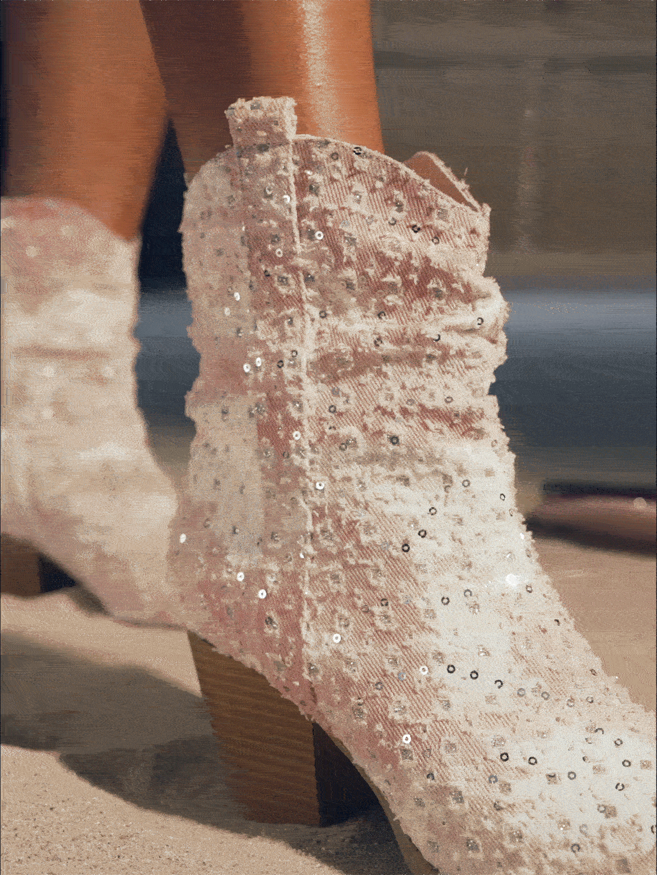 Styleloop 復古西方風格牛仔靴,時尚靴子,踝靴,和摩托靴子 - 粉色 - 查看 2