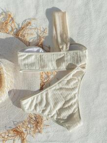 Swim Mod Conjunto de bikini de un hombro con textura para verano