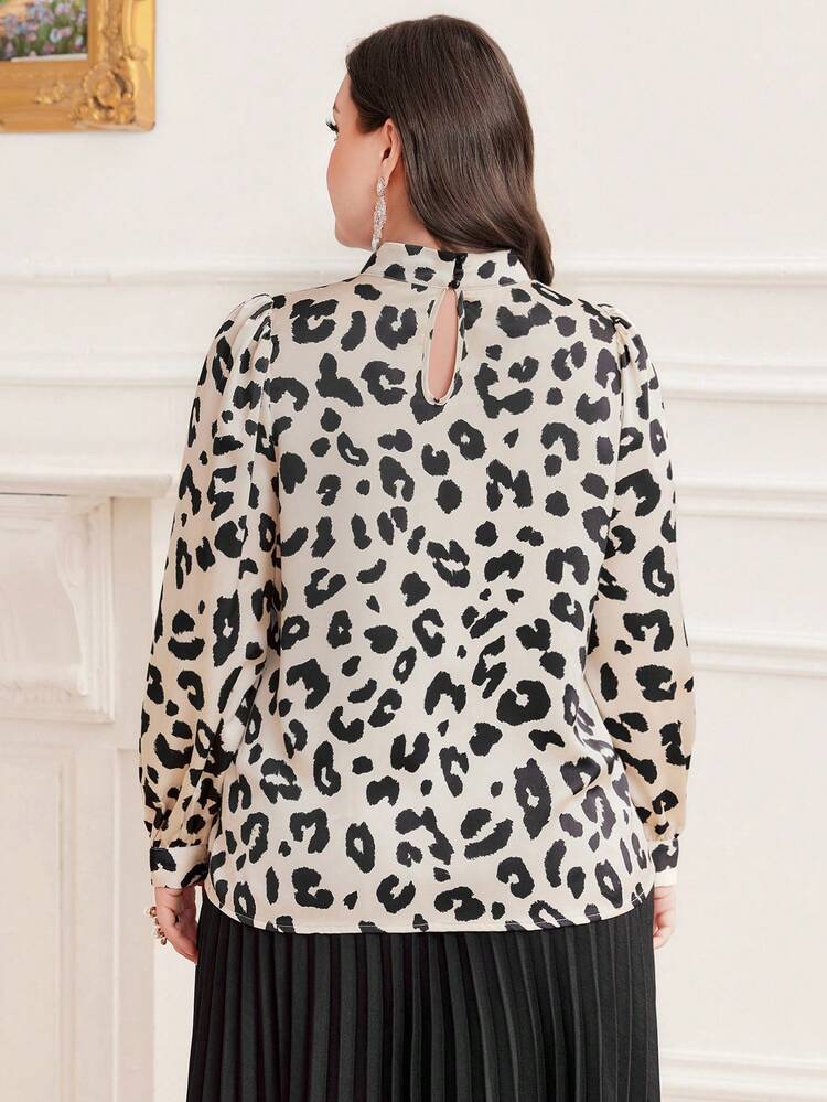 Plus Size Full Printed Long Sleeve Shirt