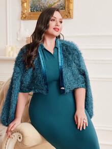 Modelyn 大碼女士外套和修身套裝連衣裙 - 藍色 - 查看 4