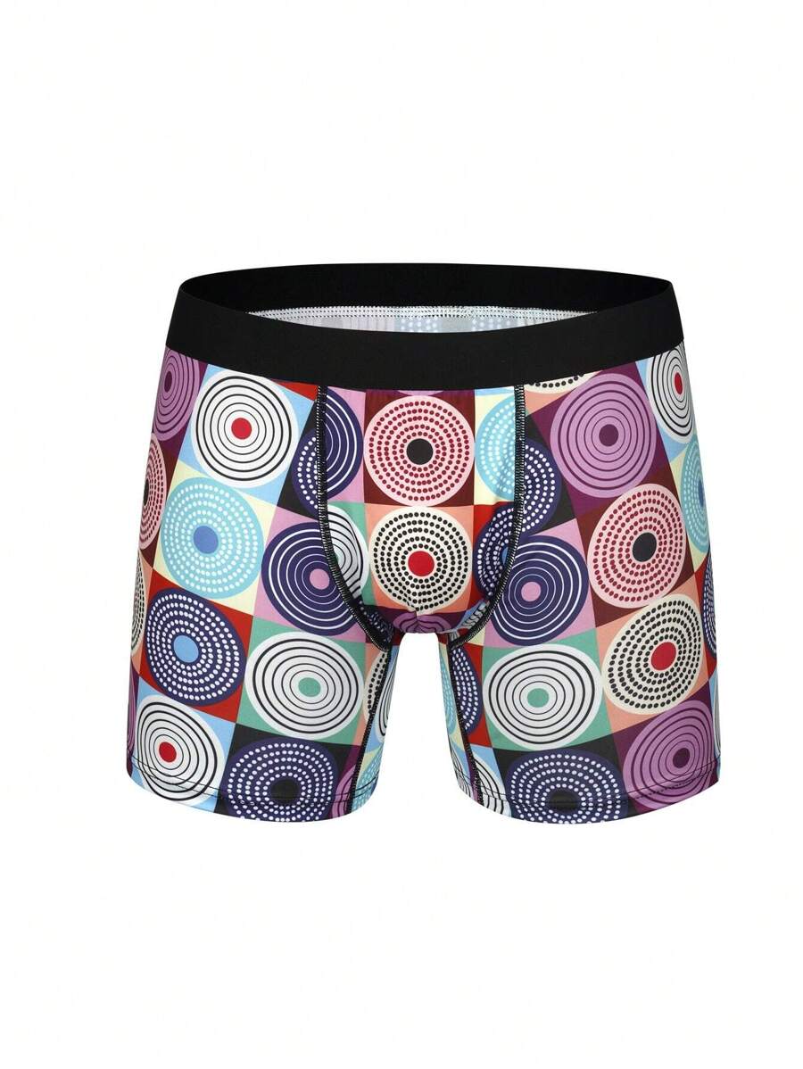 Men's Geometric Printed Boxer Briefs - Multicolor - View 1
