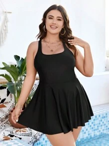 Swim Lushoire Bãi biển mùa hè Plus Size Đồng bằng Halter Tách áo tắm Lễ hội âm nhạc - màu đen - Xem 5