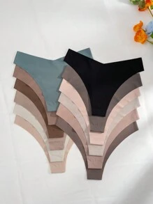 12入組純色丁字褲內衣 - 彩色 - 查看 2