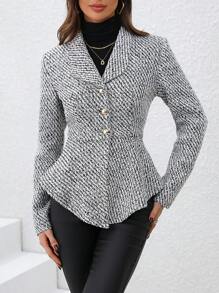 SHEIN Privé Của phụ nữ Khăn quàng Len áo - Xám - Xem 4