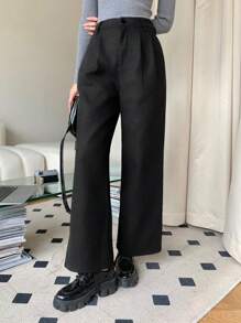 DAZY Cao eo Quần ống rộng Với Nghiêng Túi - màu đen - Xem 5