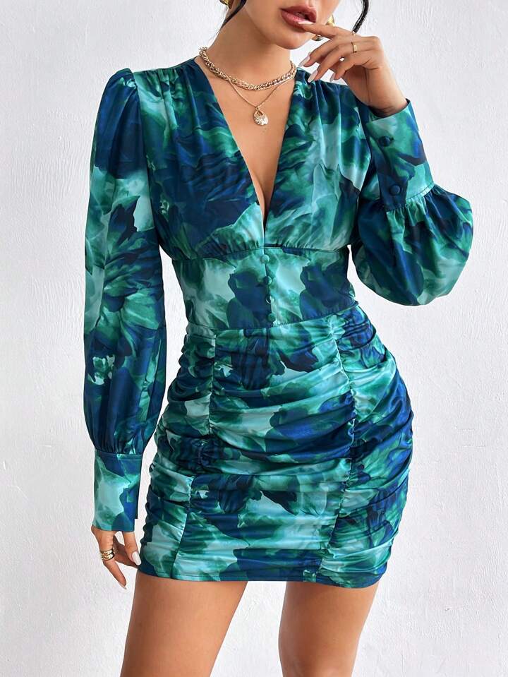 SHEIN Priv Printed Long Sleeve Dress SHEIN USA