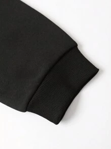 Manfinity EMRG Men's Loose Fit Hooded Fleece Sweatshirt With Letter Print - Black - View 3