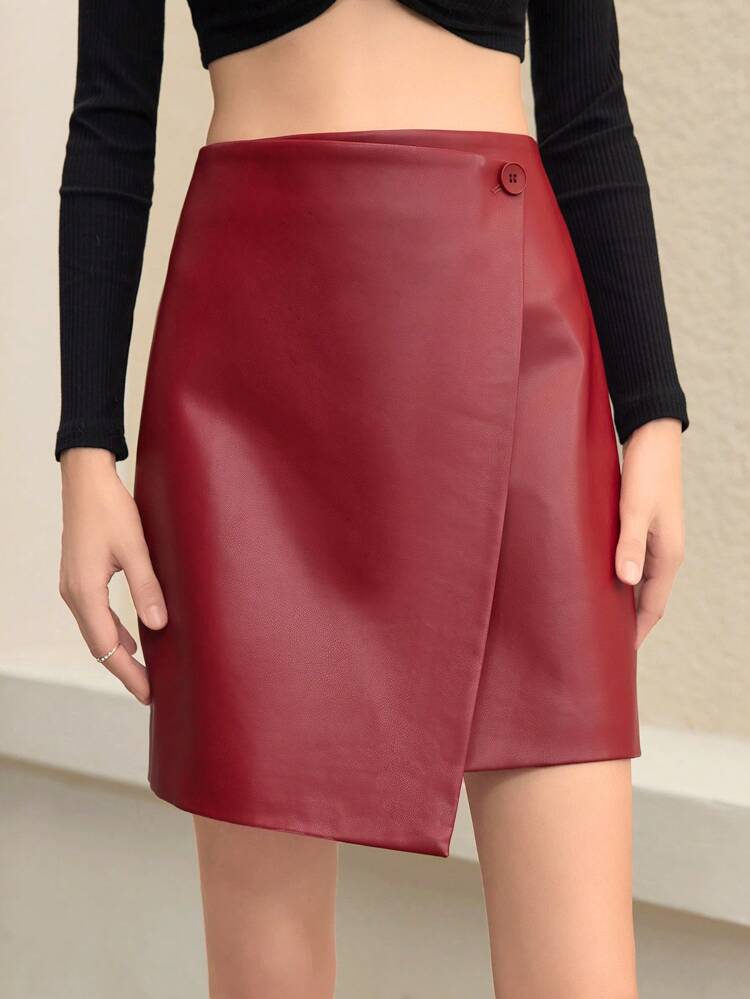 Pu Cross Wrap Skirt