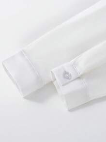 SHEIN 男童2入組舒適馬繡花絨面2合1上衣柔軟褲裝,適用於春秋季節 - 白色 - 查看 4