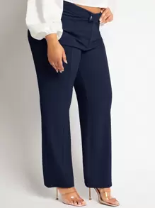 SHEIN SXY Pantalones De Tallas Grandes De Color Sólido