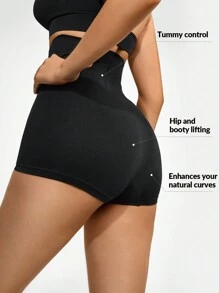 SHAPORA High Waist Tummy Control Butt-Lift Shapewear Shorts - Black - View 3
