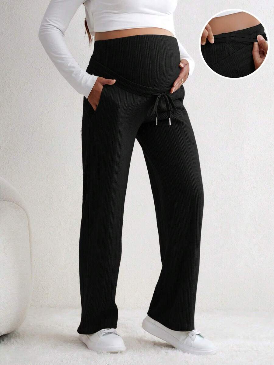 SHEIN 孕婦彈性綁帶腰部褲子