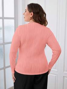 SHEIN Essnce Plus Size Solid Color T-Shirt - Baby Pink - View 2