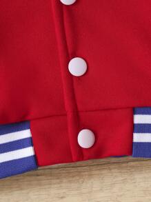 Set Di Due Pezzi Per Bambina Composto Da Giacca E Gonna A Colori A Contrasto - Rosso - Visualizzare 7