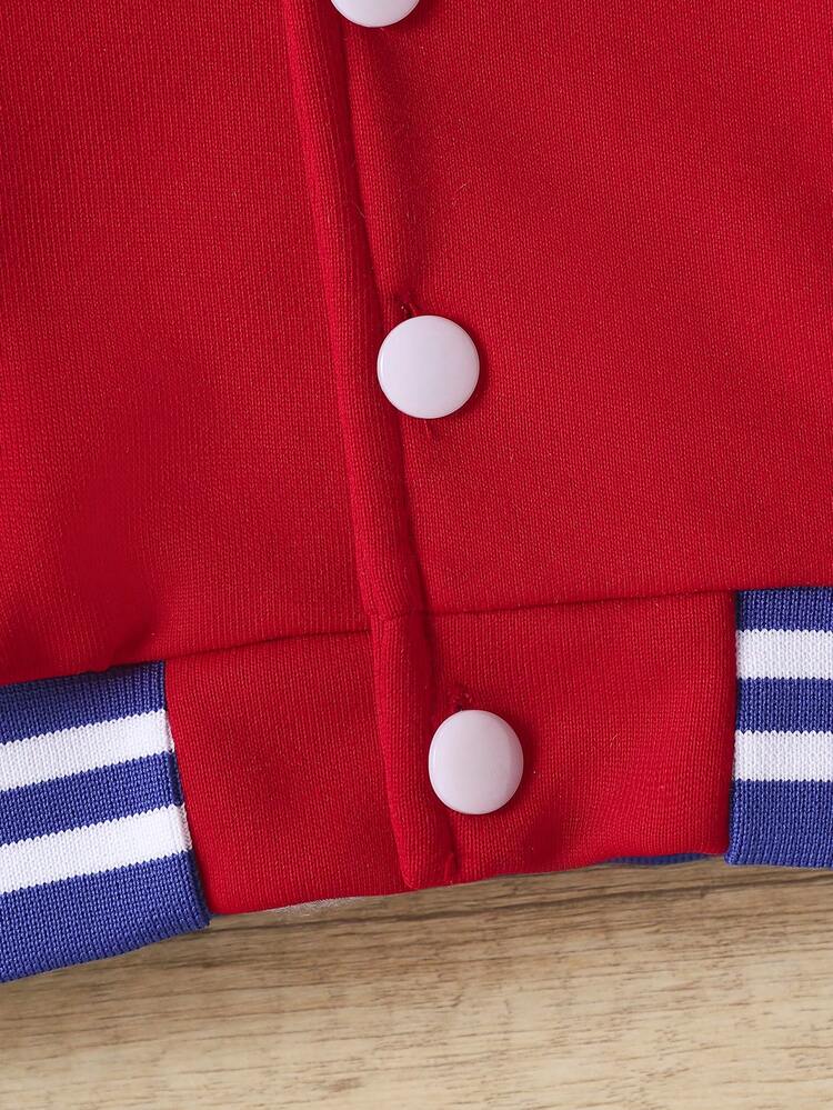 Baby Girl Contrast Color Jacket And Skirt Two-piece Set