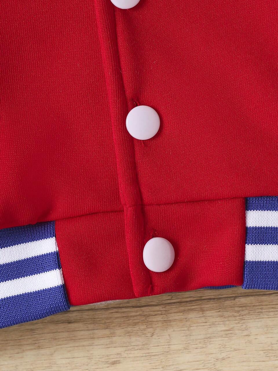 Baby Girl Contrast Color Jacket And Skirt Two-piece Set