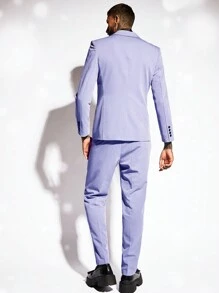 GENTILAND 男士編織休閒商務西裝套裝 - 紫羅蘭色 - 查看 2