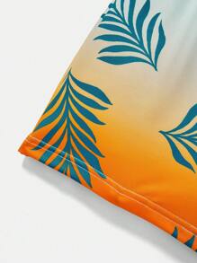 SHEIN 男童短款植物印花游泳褲,漸變色 - 黃色 - 查看 4