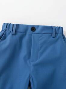 SHEIN 2 Pieces Young BoyDaily Casual Solid Color Pants With Pockets, Spring/Summer - White - View 3