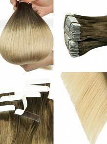 20pcs Tape In Hair Extensions Camel Brown And Gold Color 18-26Inch 50g Remy Straight Tape In Real Human Hair Tape In Hair Tape Ins Hair Extensions - S4/613 - View 6