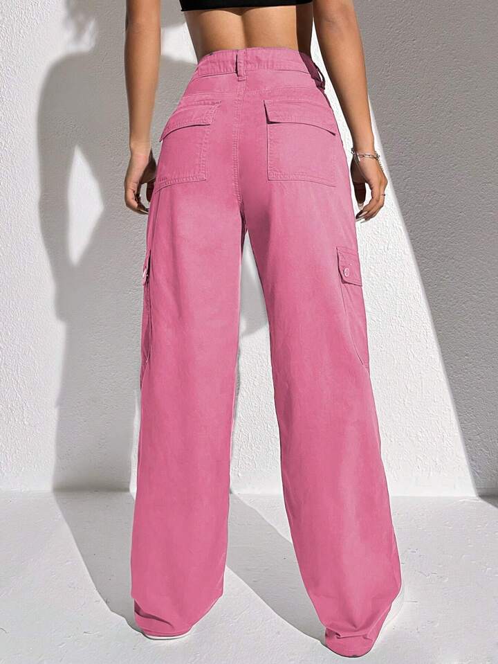SHEIN EZwear デニムパンツ ストレート ジーンズ ピンク Sサイズ 
