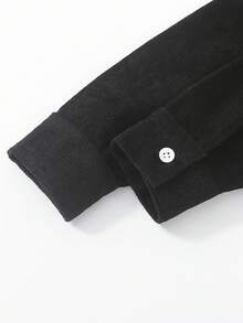 SHEIN 年輕男孩恐龍刺繡長袖襯衫 - 黑色 - 查看 5