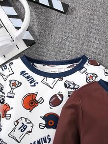 SHEIN Young Boy 2pcs Cartoon Graphic Tee & 2pcs Pants PJ Set - Multicolor - View 3