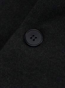 Manfinity Homme 男士純色羊毛大衣 - 黑色 - 查看 6