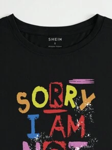 SHEIN EZwear Camiseta Con Eslogan Impreso