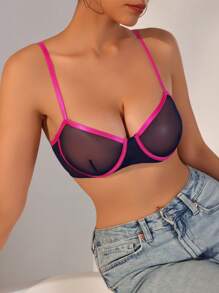 SHEIN 彩色網眼背心,帶有蕾絲修飾 - 藍色 - 查看 4