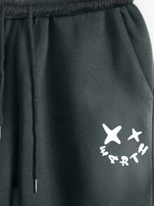 EURMUSE Men Cartoon Graphic Sweatshirt & Sweatpants - Dark Grey - View 4