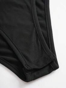 Sweetra Solid Color Long Sleeve Bodysuit - Coffee Brown - View 3