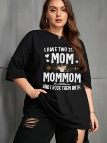 INAWLY Camiseta De Manga Caída De Talla Grande Para Mujeres Con Estampado De Eslogan