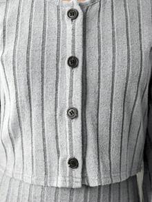 Tween Girl' Long Tank Dress Set With Kimono Sleeve Cardigan, Slit Hem - Light Grey - View 6