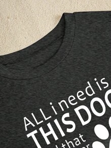 SHEIN Slayr Women's Casual Short Sleeve T-shirt With Slogan Print - Grey - View 6