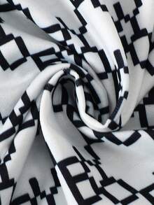 SHEIN 男童优雅户外字母印花拉链前开襟夹克和裤子套装 - 白色 - 查看 5