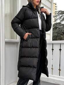 EURMUSE Women'S Hooded Padded Jacket - Black - View 5