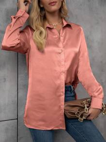 SHEIN Clasi 女款長袖襯衣 - 藕粉色 - 查看 6