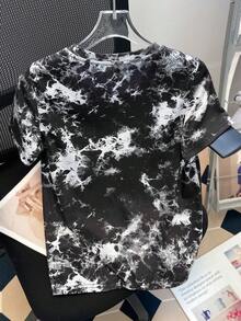 SHEIN 男孩溜染公牛頭及字母印花寬鬆圓領短袖t卹 - 彩色 - 查看 2