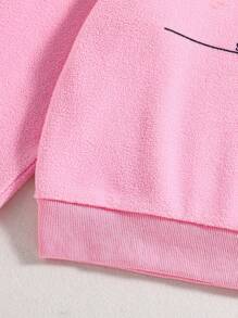 SHEIN Suéter De Tela Polar Impresa Para Niñas Adolescentes Con Letras En Inglés - Rosa - Ver 4