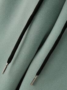 SHEIN Manfinity Homme Men's Letter Print Hooded Sweatshirt With Pocket And Sweatpants Set, Men Mint Green Outfit, Men Two Pieces Sweatsuit, Men Hoodie Set, Fall Clothes - Mint Green - View 4