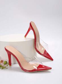 Women's High Heel Fashionable Comfortable Nightclub Sexy Transparent Crystal Ultra High Heel Pointed Toe Sandals Valentines Winter Gifts - Red - View 6