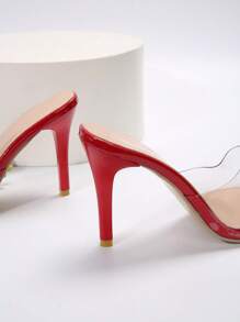 Women's High Heel Fashionable Comfortable Nightclub Sexy Transparent Crystal Ultra High Heel Pointed Toe Sandals Valentines Winter Gifts - Red - View 8