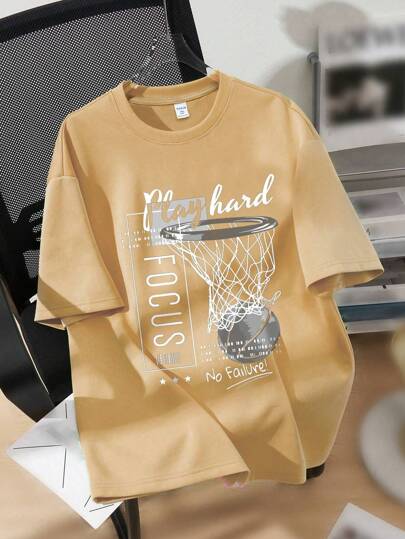 SHEIN Tween Boy Cartoon Pattern Short Sleeve Round Neck T-Shirt, Suitable For Summer