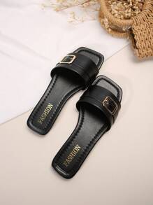 Của phụ nữ Ngoài trời Chóp giầy hình vuông Đồ trang trí khóa Dép đi trong nhà , Chóp giầy mở ra Dép xăng đan - màu đen - Xem 6